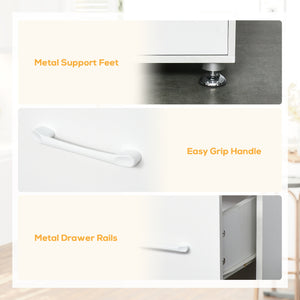 Storage unit with 2 cupboards, 3 drawers and open worktop, white