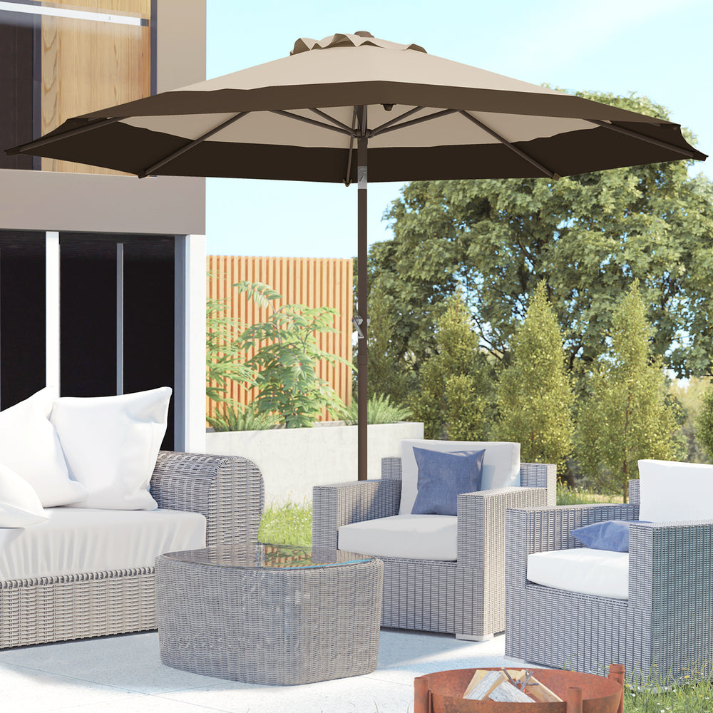 9 x 9 ft Outdoor Patio Umbrella Tilting with Crank, Dark Brown