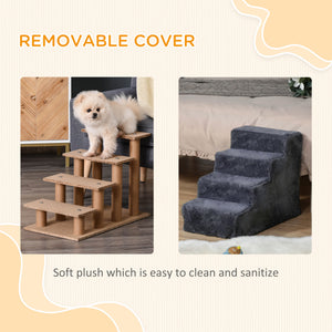4-step dog ramp with removable cover, dark grey