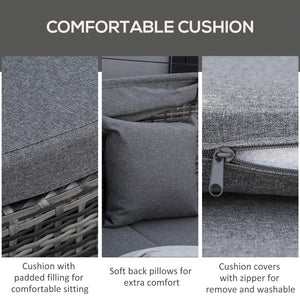 4-piece garden set in PE resin wicker, grey 