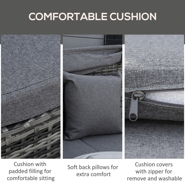 4-piece garden set in PE resin wicker, grey 