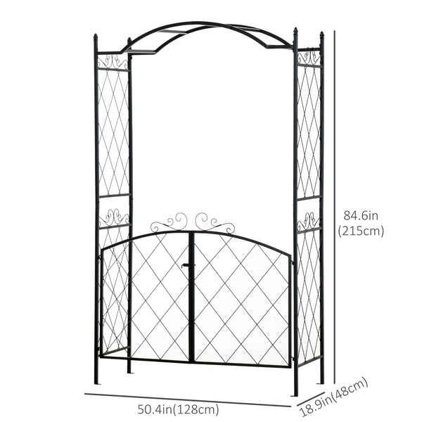 Metal garden arch with gate