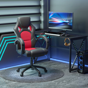 Gaming chair with swivel casters, red