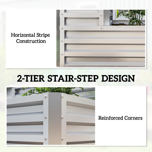 Galvanized 2-tier raised planter, silver