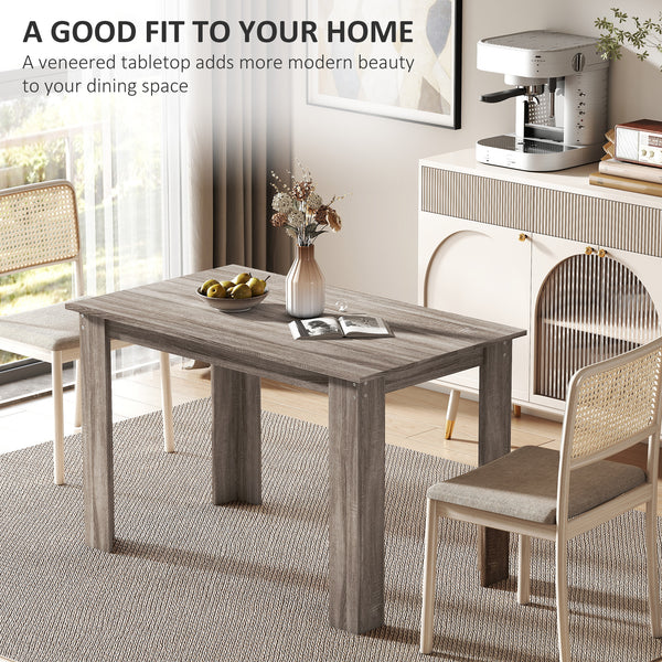 Kitchen table for 4 to 6 people, wood effect, light grey