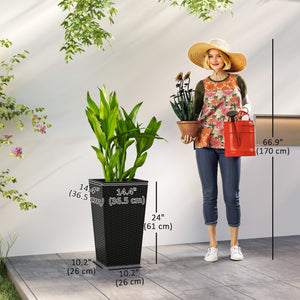 Set of 3 tall plant pots, black
