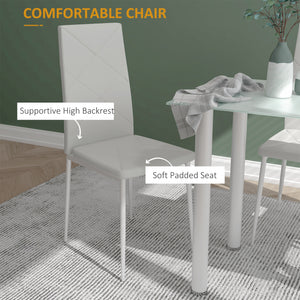 Modern 4 Person Dining Table Set, Space Saving with Rectangular Tabletop and Steel Frame, White