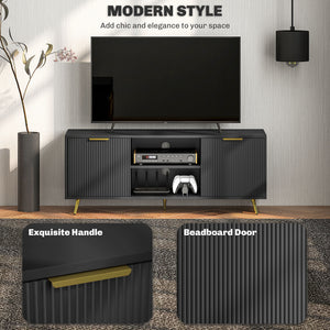 TV stand for TVs up to 55 inches, 2 open shelves and 2 cabinets, black