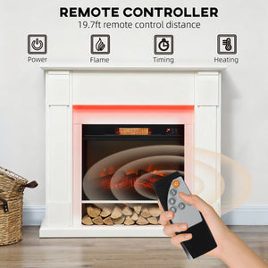 41-inch 1400W Electric Fireplace with Mantel, Adjustable 3D Flame Effect, White