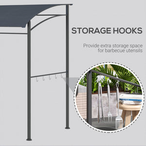 7' x 5' BBQ Grill Gazebo Tent, Garden Grill Canopy with Steel Frame and Hooks, Outdoor Sun Shade, Grey