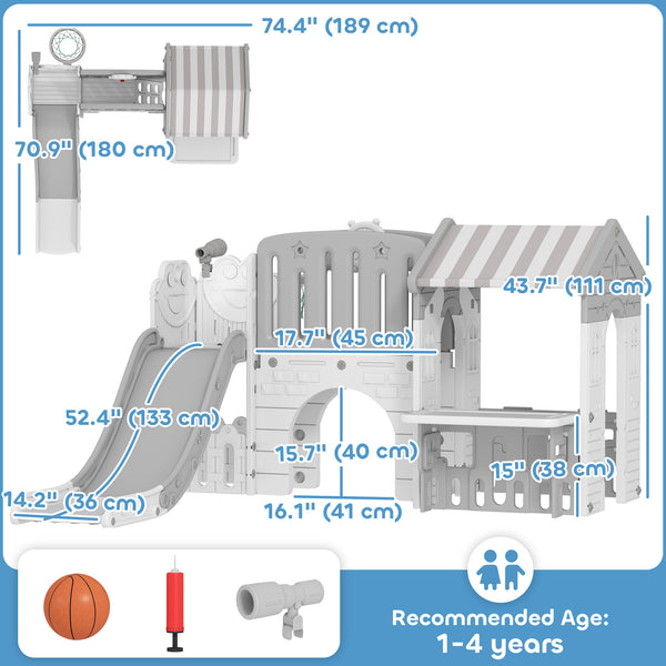 7-in-1 Toddler Slide, Grey