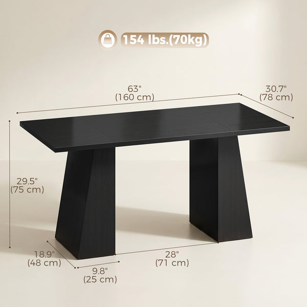 63-in. trapezoid leg desk, black