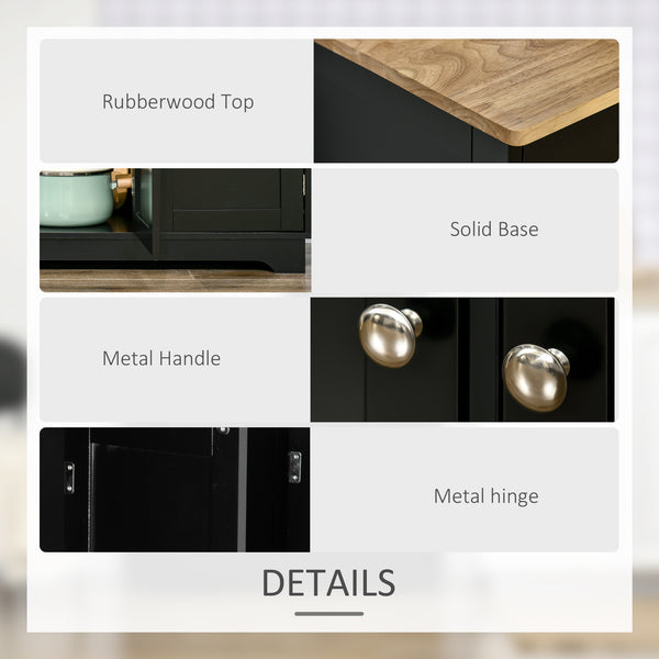 Modern buffet with cupboards, drawers and adjustable shelves for living room, black