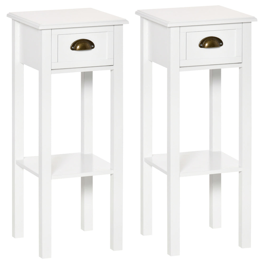 Set of 2 2-tier side tables, white