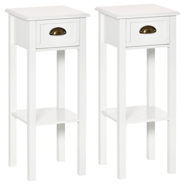 Set of 2 2-tier side tables, white