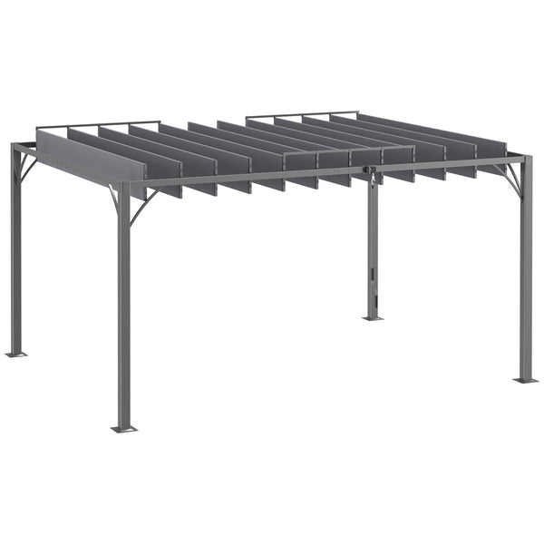 12.8' x 9.7' Outdoor Pergola with Retractable Aluminum Roof, Gray