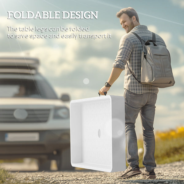 Folding cooler table with drainage system