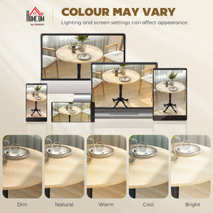 Dining table for 2 to 4 people, modern round with central steel base, 80 cm, natural wood and black