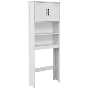 Meuble de rangement moderne avec étagères ouvertes et armoire à double porte, blanc