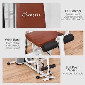 Multifunctional training station with 45 kg weight for lat pulldown, white