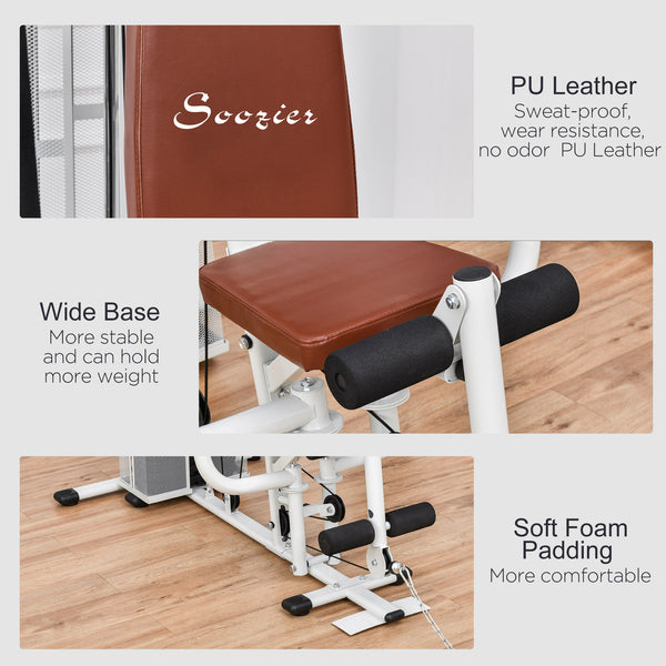 Multifunctional training station with 45 kg weight for lat pulldown, white