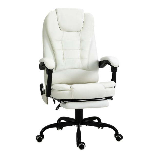 7-point vibrating massage chair with footrest, white