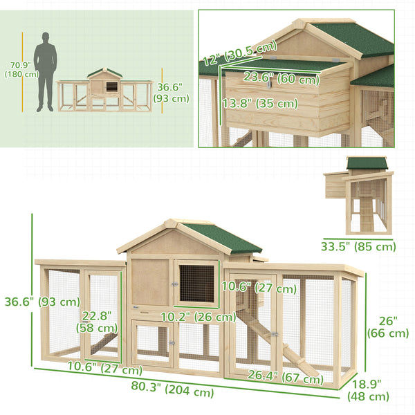 Wooden chicken coop or outdoor hutch for garden with nest box, run, ramp and drawer