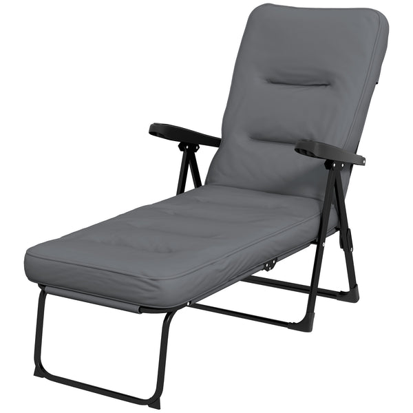 Garden armchair with padded cushion, light grey