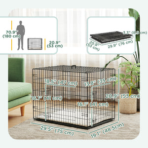 30-inch dog crate with 2 doors and soft cushion, black