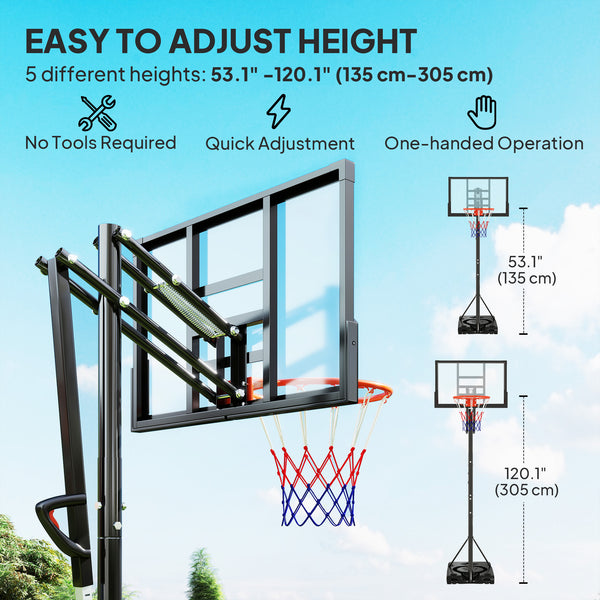 1.3-3m Portable Basketball Hoop with Wheels