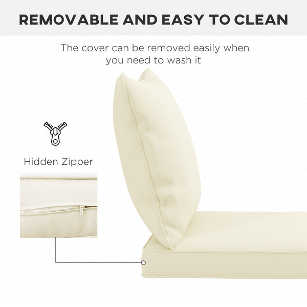 Set of 4 Patio Chair Cushions, Indoor and Outdoor, Cream White