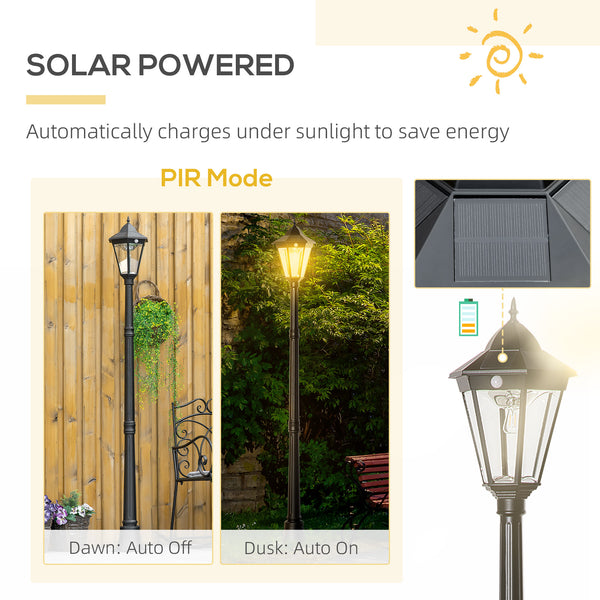 Outdoor solar street light with motion sensor, black