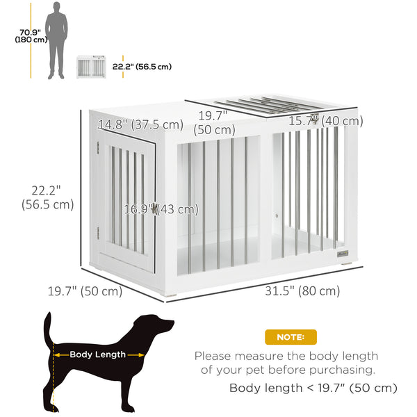31.5-inch Double Door Pet Crate Furniture, White