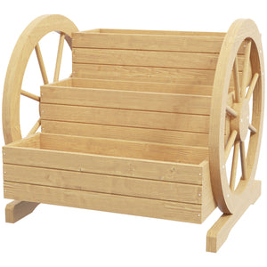Three-tier wooden planter in the shape of a cart