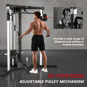 Multifunctional strength training equipment with pull-up bar, 15-position training station
