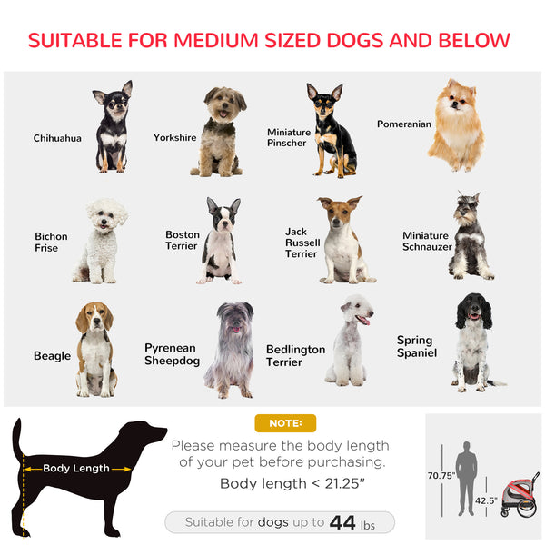 2-in-1 Dog Bike Trailer for Small and Medium Dogs, Red