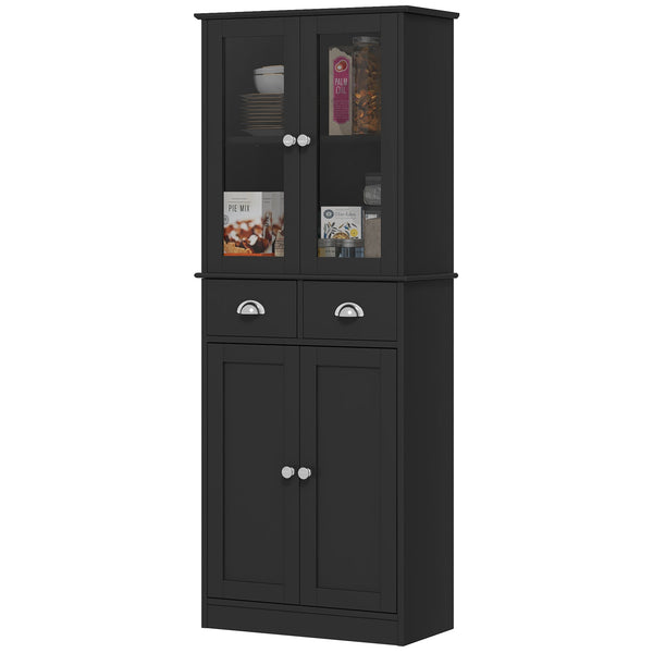 61" Storage Cabinet with Glass Doors, Black