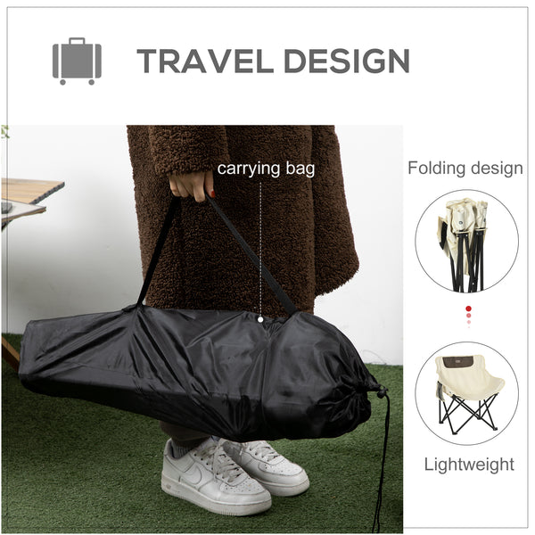 Portable camping chair with carry bag and side pocket, white