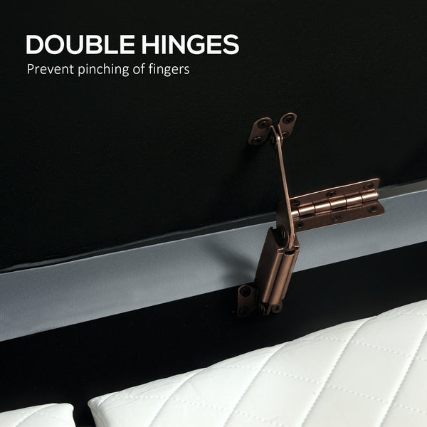 Upholstered tufted bedroom bench with metal legs, gray