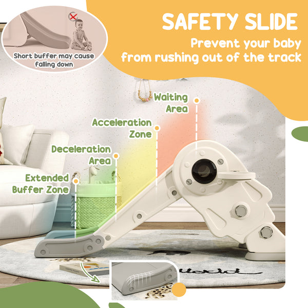 3-in-1 Foldable Toddler Slide Cream White
