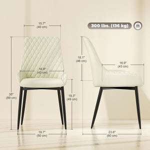 Set of 4 upholstered kitchen chairs, cream color.