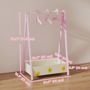 Clothes rack with storage shelf and hangers, pink
