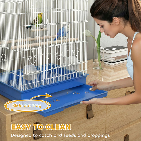 23-in. bird cage with perches, blue