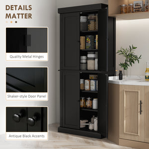 Kitchen cabinet with 4 doors, black