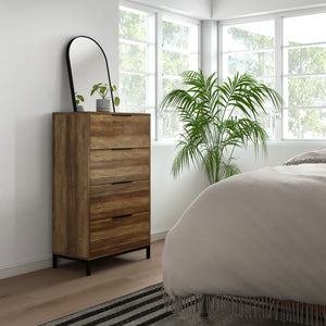 Bedroom chest of drawers, 4 drawer storage tower, natural color