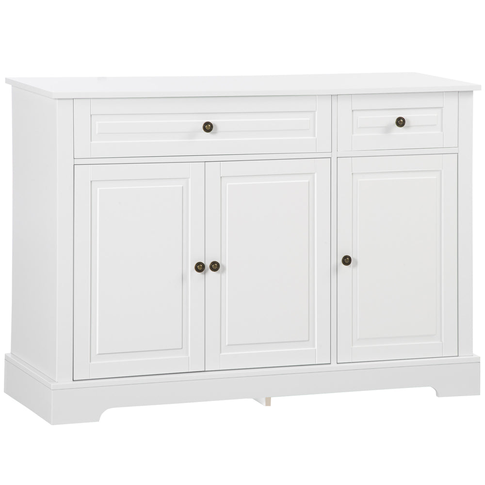 Modern buffet with 2 drawers and adjustable shelves, ideal for the dining room, white.