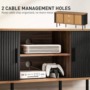 TV Stand for TVs up to 55 inches with Storage Shelves and Cabinets, Black