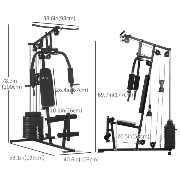 Multifunctional home gym with 45 kg weight stack