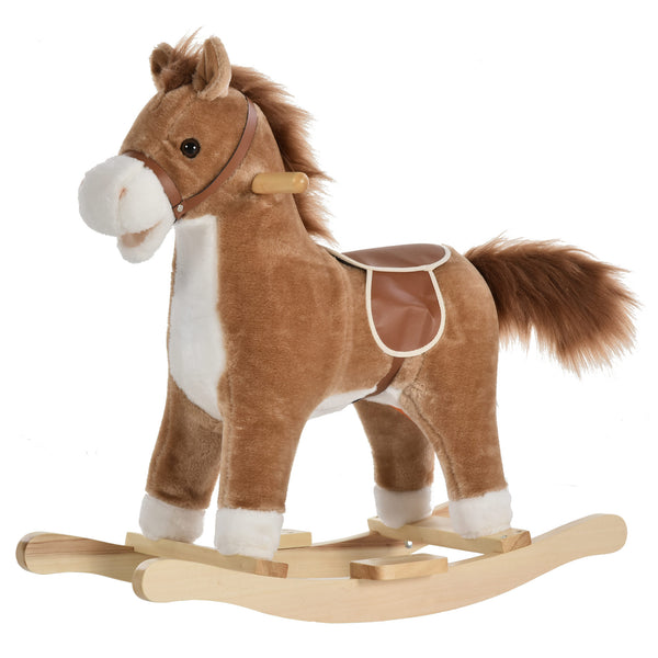 Plush Rocking Horse with Sounds, Brown