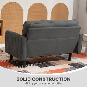 2 seater linen sofa with thickly padded seat and backrest, dark grey